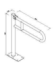 Álló korlát fogyatékkal élőknek ⌀ 32 60 x 70 cm fehér acél