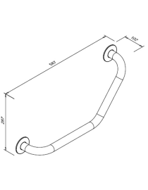 Sarokkorlát mozgássérültek számára 130°, szatén rozsdamentes acél