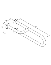 Fix kapaszkodó mozgáskorlátozottak számára, 3 támasz, bal, 550 mm, szatén rozsdamentes acél