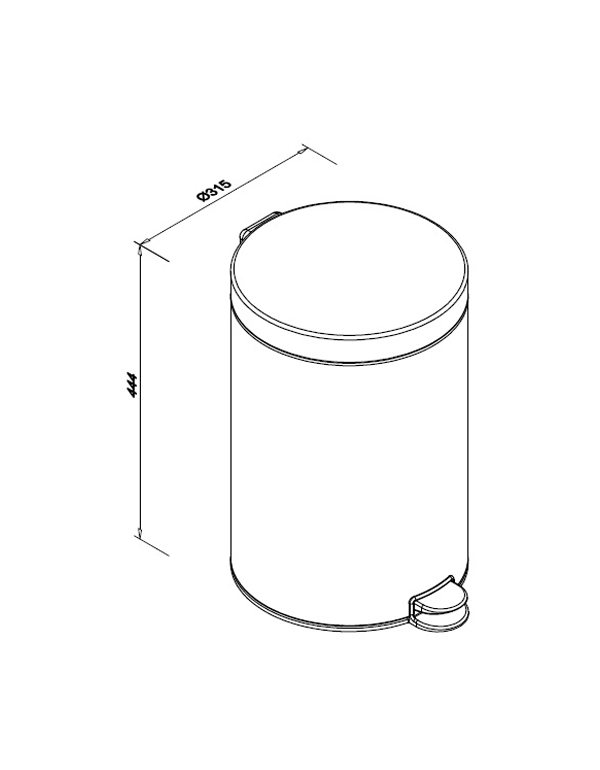 Fekete acél fürdőszobai szemetes, 30 l