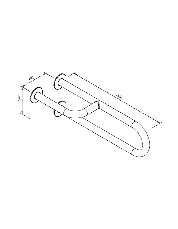 Fix kapaszkodó mozgáskorlátozottak számára, 3 támasz, bal, 550 mm, szatén rozsdamentes acél